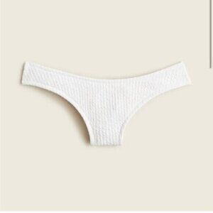 NWT J.Crew White Textured Curved Waist Cheeky Bikini Bottom Size Medium